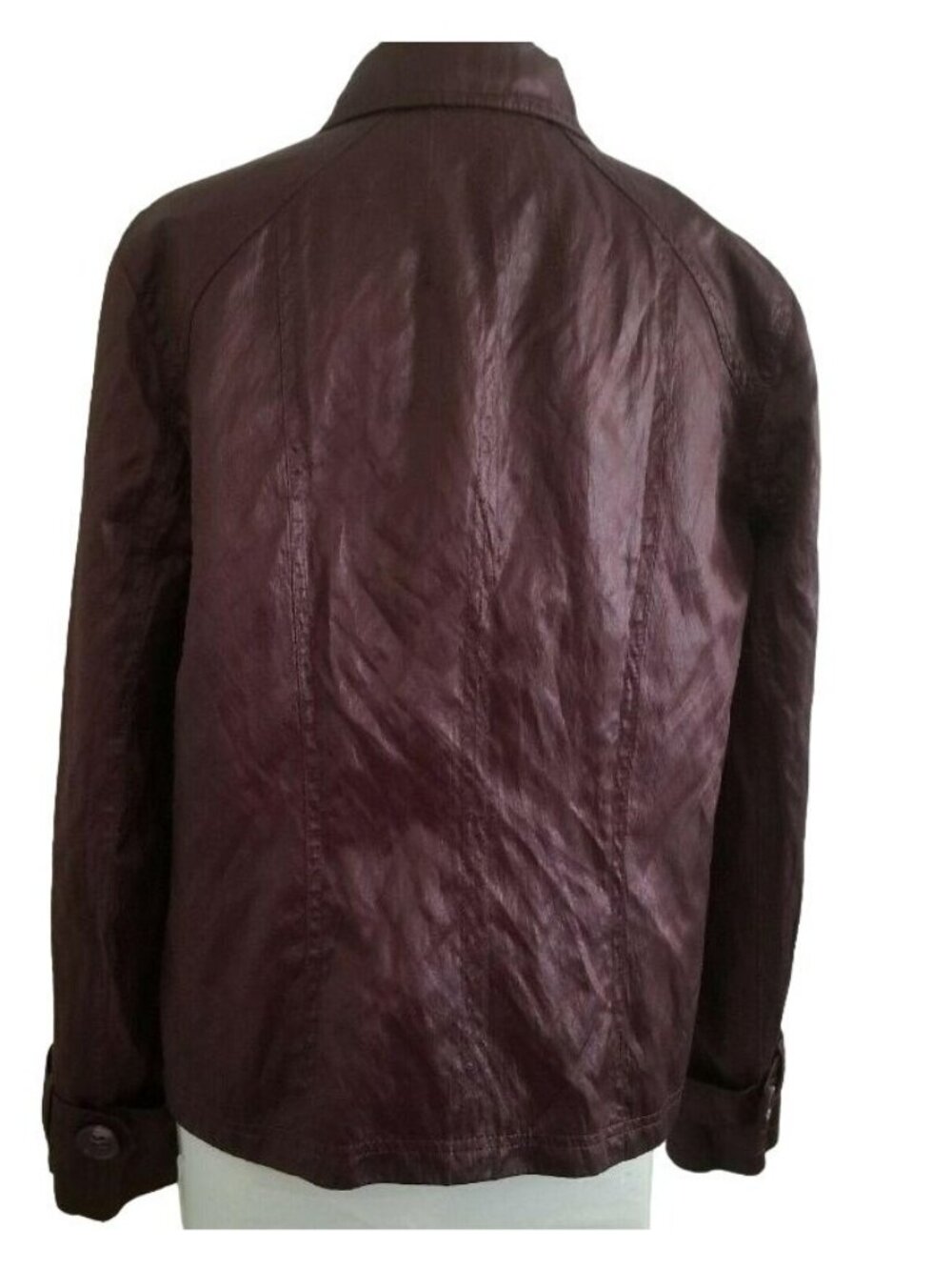 Tribal Women’s Long Sleeve Lined Burgundy Button-Up Coat Jacket Size 12 - Picture 3 of 16